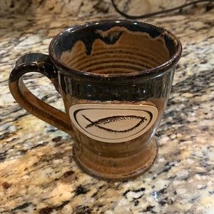 Earthenware mug with  Christian fish symbol